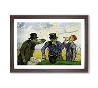 Vincent Van Gogh The Drinkers After Daumier Framed Print | A2 Walnut Framed Wall Art | Ready to Hang | Modern Historical Picture | Living Room Bedroom Lounge Office