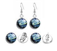Vincent van Gogh The Starry Night Art Earrings Available in Clip-on, Stud & Drop styles. (Stud)