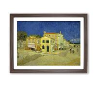 Vincent Van Gogh The Yellow House Classic Painting Framed Print | A4 Walnut Framed Wall Art | Ready to Hang | Classic Historical Picture | Living Room Bedroom Lounge Office