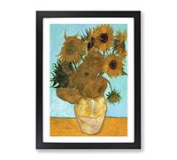 Vincent Van Gogh Twelve Sunflowers Classic Painting Framed Print | A4 Black Framed Wall Art | Ready to Hang | Classic Historical Picture | Living Room Bedroom Lounge Office