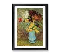 Vincent Van Gogh Vase With Daisies And Anemones Classic Painting Framed Wall Art Print, Ready to Hang Picture for Living Room Bedroom Home Office Décor, Black A3 (34 x 46 cm)