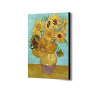 Vincent van Gogh - Vase with Twelve Sunflowers - Canvas Wall Art Framed Print - Various Sizes (A3 16x12 inches)