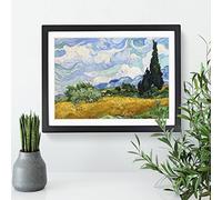 Vincent Van Gogh Wheat Field with Cypresses Classic Painting Framed Wall Art Print, Ready to Hang Picture for Living Room Bedroom Home Office Décor, Black A3 (46 x 34 cm)