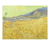 Vincent Van Gogh Wheatfield With A Reaper Art Print Canvas Premium Wall Decor Poster Mural