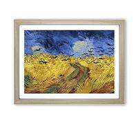 Vincent Van Gogh Wheatfield with Crows Framed Wall Art Print A4 Oak