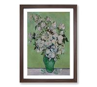 Vincent Van Gogh White Roses Framed Print | A2 Walnut Framed Wall Art | Ready to Hang | Modern Historical Picture | Living Room Bedroom Lounge Office
