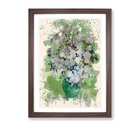 Vincent Van Gogh White Roses Modern Fc Framed Wall Art Print A4 Walnut | Ready to Hang, Premium Gi Paper, Fade-Resistant Inks, Securely Packaged, UK Made