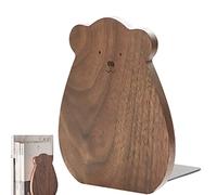 vincente Book Stand for Desk | Natural Smooth Wooden Book Ends for Shelves,Creative & Adorable Bear Design Book Support, Sturdy Book Holder for Books Magazines CDs