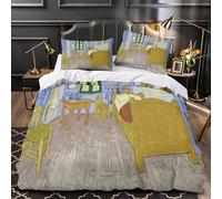 Vincent's Bedroom in Arles Comforter Covers for Boys Girls Quilt Cover Duvet Cover 3D Printed Van Gogh with Zipper Closure Soft Microfiber Bedding Set with Pillow Cases 3 Pieces Double（200x200cm）
