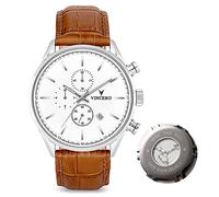 Vincero Herren Chrono S Chronograph Quarz Uhr Mit Lederband - Weiß/Hellbräunen