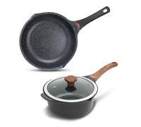 Vinchef Nonstick Sauce Pan & Skillet with Lids, 4QT Sauce Pot & 12.5 IN Deep Fry Pan, Dishwasher Safe,Induction Compatible, Scratch/Stain Resistant, PFAS-Free, Black