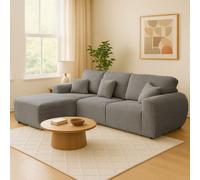 Vinci Chunky Thick Cord Soft 4 Seater Corner Sofa Left Hand Facing Furnishings For Less UK Grey One Size