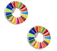 Vinciann 2 Lapel Pins Enamel Sustainable Development Goal 17 Colours Gift Sustainability SDGs SDG Gift Idea Ecological Gift Idea 2.2x2.3cm, Small, Zinc, No Gemstone