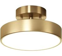 Vincica Brushed Brass Retro Style Semi-Flush Mount Ceiling Light - Dimmable, 3 Color Temperatures, Easy to Clean, For Entrance, Corridor, Balcony