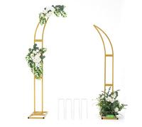 Vincidern 2pcs Curved Wedding Arch Backdrop Stand for Bridal Shower, Gold Wedding Arch, Half Metal Balloon Arch for Wedding Ceremony, Bridal Shower, Engagement Party, Celebration (5.9ft,6.9ft)