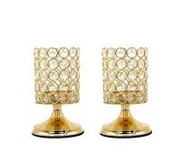 Vincidern Gold Crystal Candle Holders Set, Decorative Candlestick Holders for Dining Table, Home Decor, Party Holiday Centerpieces (Pack of 2)