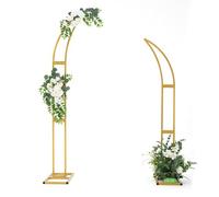 VINCIGANT 2 Pcs Curved Wedding Arch Backdrop Stand, Metal Half Moon Arch with Rectangular Base for Wedding, Ceremony, Birthday Party, Baby Shower (5.9FT + 6.9FT)