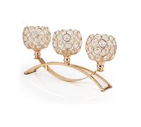 VINCIGANT 3 Arms Gold Candle Holders, Arch Crystal Tea Light Candelabra for Table Centrepieces, Wedding, Fireplace, Dining Table, Living Room, Home Decoration
