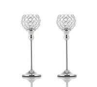 VINCIGANT Crystal Silver Candle Holders,Candlestick Holders,Crystal Tea Light Holder, Ornaments for Living Room, Wedding Table Decoration, 2pcs 33cm Tall- Gift Box Package