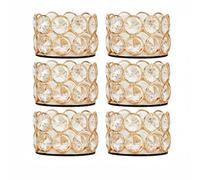 VINCIGANT Gold Crystal Tea Light Candle Holders for Table Decor, Set of 6 | Votive Candle Holders Shimmer and Sparkle Beautifully in the Warm Candlelight, Christmas, Wedding, Dining Table Decoration