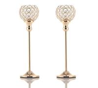 VINCIGANT Votive Candleholders for Tables Crystal Candle Holders Gold Set of 2 for Modern Anniversary Celebration Wedding Coffee Table Decorative Centerpieces, 38cm&38cm Tall