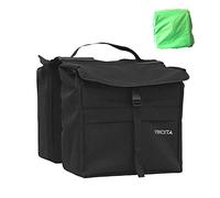 Vincita Top Load Double Pannier Water Resistant Cycling Side Bags - with Rain Cover, Large, Carrying Handle, Reflective Spots - - (Black)