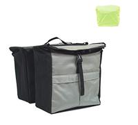 Vincita Top Load Double Pannier Water Resistant Cycling Side Bags - with Rain Cover, Large, Carrying Handle, Reflective Spots - - (Light Gray/Black)