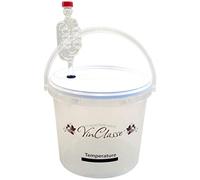 VinClasse 5 Litre Clear Wine Making Bucket with Airlock & LCD Temp Strip