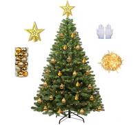 Vinclus 6ft Artificial Christmas Tree - 180cm with 100 LED Lights & 24 Balls & Top Star,950 Branch Tips,Easy Assembly,Metal Stand