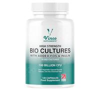 Vinco 100 Billion CFU Pre & Pro-Bio Cultures - 20 Strains with Fibres - 120 Vegan Capsules - Lactobacillus & Bifidobacterium Blend - Pro Bio Cultures for Women and Men - 2 Months Supply - UK Made