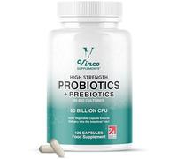 Vinco 80 Billion CFU Probiotics - 20 Strains with Prebiotics - 120 Vegan Capsules - Lactobacillus and Bifidobacterium Blend - Probiotics for Women and Men - 2 Months Supply - UK Made