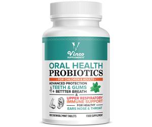 Vinco Advanced Oral Probiotics for Healthy Teeth, Gums, & Fresh Breath - Adults & Kids Immune Support for Ear, Sinus & Throat with BLIS K12