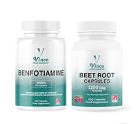 Vinco Beetroot 1200mg + Benfotiamine 300mg Bundle - Blood Pressure, Heart, Kidney & Energy Support - High Strength Vegan Supplements - UK Made
