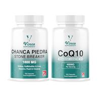 Vinco Chanca Piedra 1600mg & CoQ10 400mg Bundle - 120 Capsules Each - Kidney & Gallbladder Support with Heart, Energy & Antioxidant Complex - UK Made