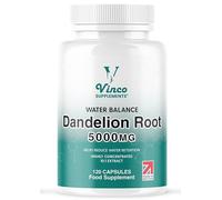 Vinco Dandelion Root Capsules 5000mg - 120 Vegan Capsules (4-Month Supply) - High Strength Herbal Supplement for Bloating & Detox - Water Retention Tablets - Natural Water Balance Support