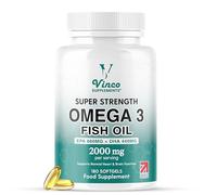 Vinco High Strength Omega 3 Fish Oil 2000mg | EPA 660mg & DHA 440mg Per Serving | Promotes Heart, Brain & Eye Health | Non-GMO GMP Certified 180 Omega 3 Softgels Capsules (3 Month Supply) - UK Made