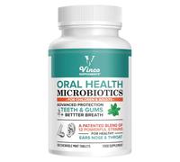 Vinco Oral Health Probiotics for Healthy Teeth, Gums, & Fresh Breath with BLIS K12 M18, Dental Probiotics for Mouth Bad Breath Treatment for Adults & Kids 100 Mint Chewable Tablets - Pack of One
