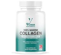 Vinco Pure Marine Collagen Supplements for Men & Women - 100% Marine Type 1 Hydrolysed Collagen Peptides Enhanced with Biotin, Hyaluronic Acid & Vitamin C - Essential Amino Acids - 120 Capsules