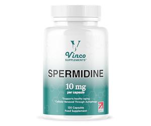 Vinco Spermidine Supplement - 10mg x 120 High Strength Spermidine Capsules - 99% Purity - Supports Healthy Ageing & Longevity - Non GMO & Gluten Free - Made in The UK