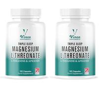 Vinco Triple Magnesium L-Threonate with L-Theanine & Apigenin - 120 Capsules - 3-in-1 Apigenin Threonate Supplements for Sleep & Relaxation - Triple Magnesium Complex Made in The UK (Pack of 2)