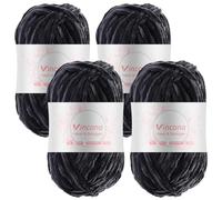 Vincona Chenille Yarn 4 x 100g Super Soft Chunky Yarn for Knitting and Crochet Yarn Clothes, Handbag, Shoes Hats Sweaters Blankets Scarves，DIY- Ideal for Beginners Adults Dark Gray