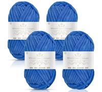 Vincona Chunky Yarn 4 x 100g Multi-Colored Soft Chunky Wool for Hand Knitting, Thick Yarn for Knitting 100g Balls, Soft Fluffy Velvet Thick Knitting Yarn for Crochet Blankets,Amigurumi Sky Blue