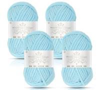 Vincona Chunky Yarn 4 x 100g Multi-Colored Soft Chunky Wool for Hand Knitting, Thick Yarn for Knitting 100g Balls, Soft Fluffy Velvet Thick Knitting Yarn for Crochet Blankets, Amigurumi Aqua Blue