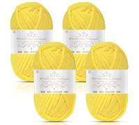 Vincona Chunky Yarn 4 x 100g Multi-Colored Soft Chunky Wool for Hand Knitting, Thick Yarn for Knitting 100g Balls, Soft Fluffy Velvet Thick Knitting Yarn for Crochet Blankets,Amigurumi Chicken Yellow