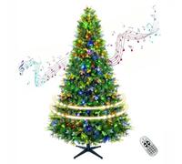 VINCONLIDY 360° Rotating Prelit Christmas Tree 6.5ft - Musical Artificial Christmas Tree with Remote Control, 1036 PE & PVC Mixed Tips, 8 Modes 330 Multicolor LED Lights for Holiday Decor
