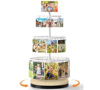VINCOURNA Rotating Photo Holder Stand for Tables with 30 Clips, 3-Tier Picture Photo Display Tree, Money Tree Gift Card Holder for Graduation, Birthday, Holiday, Greeting Cards & Cash Tabletop Decor