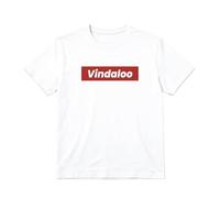 Vindaloo Box Print T-Shirt - Medium - Adults White Cotton Three Lions England Supporter Tee Unisex Mens Womens Retro Football Casuals Pub Beer Garden Streetwear