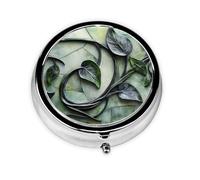 Vine curl This Small, Round, Three-Compartment Travel Pill Box is Perfect for Storing Daily medications, Vitamins, and on-The-go.