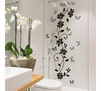 Vine Flowers and Butterfly Wall Stickers, Self- PVC Floral Garden Wall Decals, Removable Tree and Plant Art Vinyl Mural for Home Living Room Bedroom Decoration, 30 x 90cm(MS1709-YY)