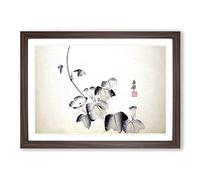 Vine Leaves by Maruyama Okyo Framed Print | A2 Walnut Framed Wall Art | Ready to Hang | Modern Floral Picture | Living Room Bedroom Lounge Office